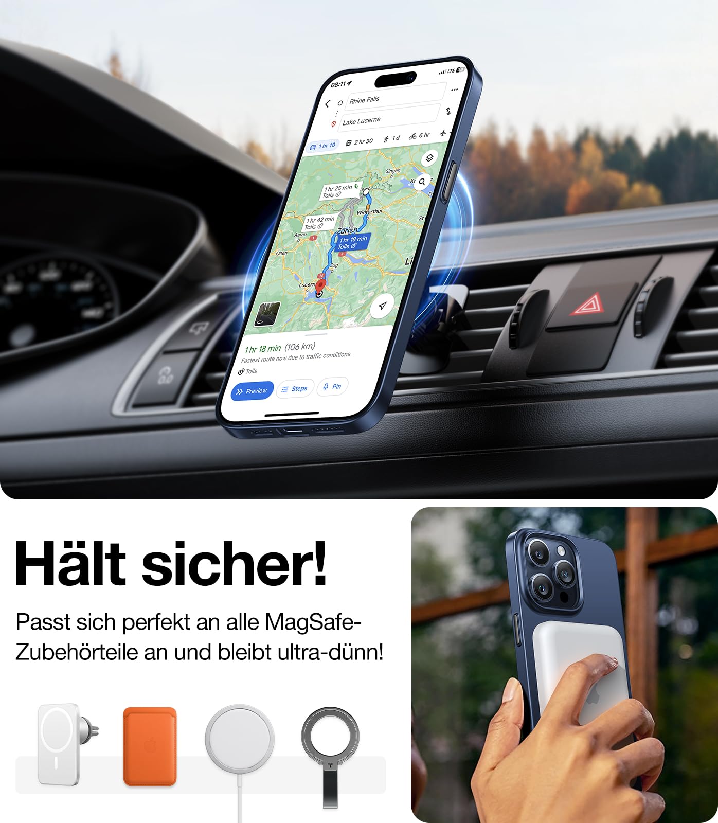 Ultra dünne MagSafe transparente iPhone Hülle