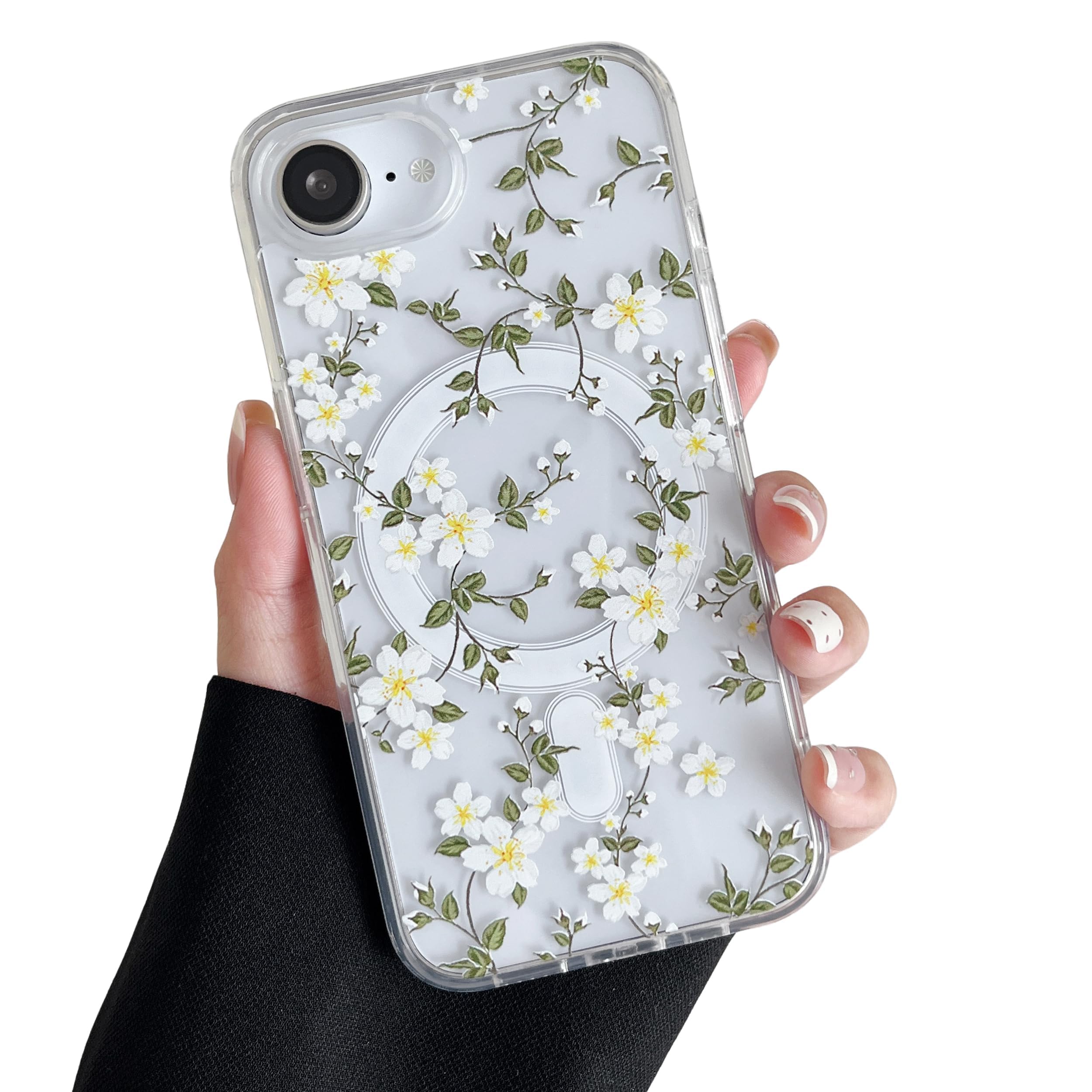 Transparente Weihnachts- und Blumenmuster iPhone Hülle
