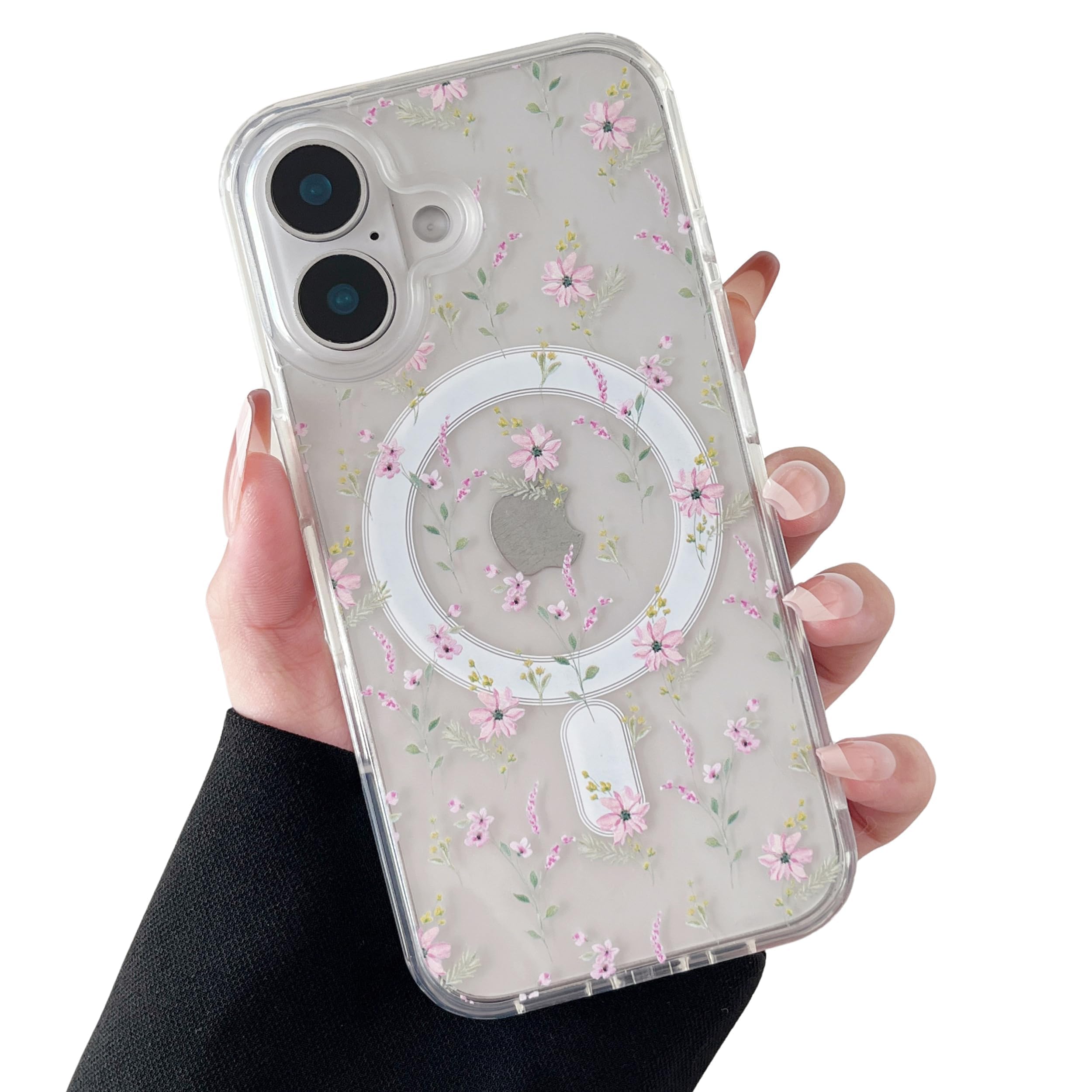 Transparente Weihnachts- und Blumenmuster iPhone Hülle