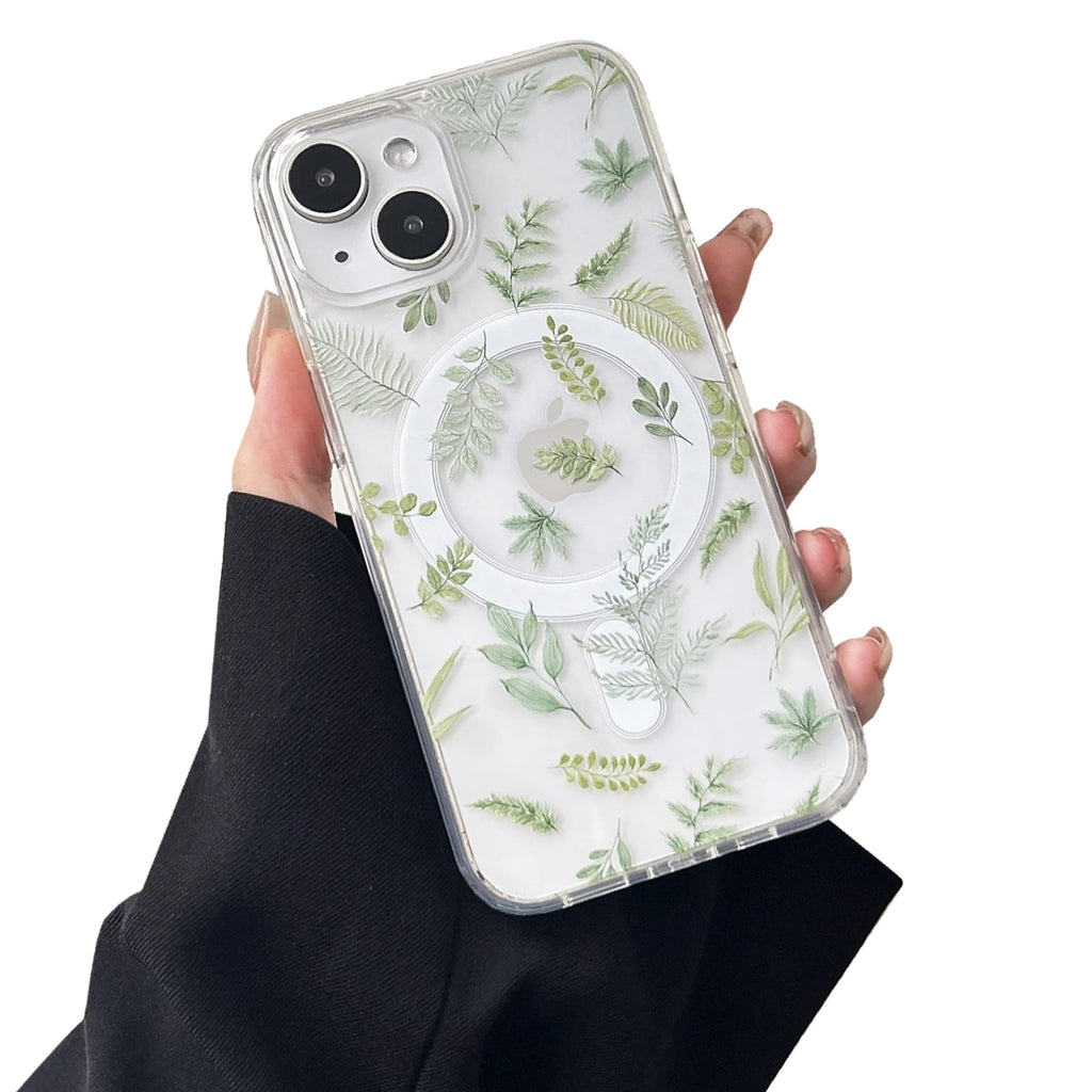 Magsafe Blumenmuster transparent iPhone Hülle