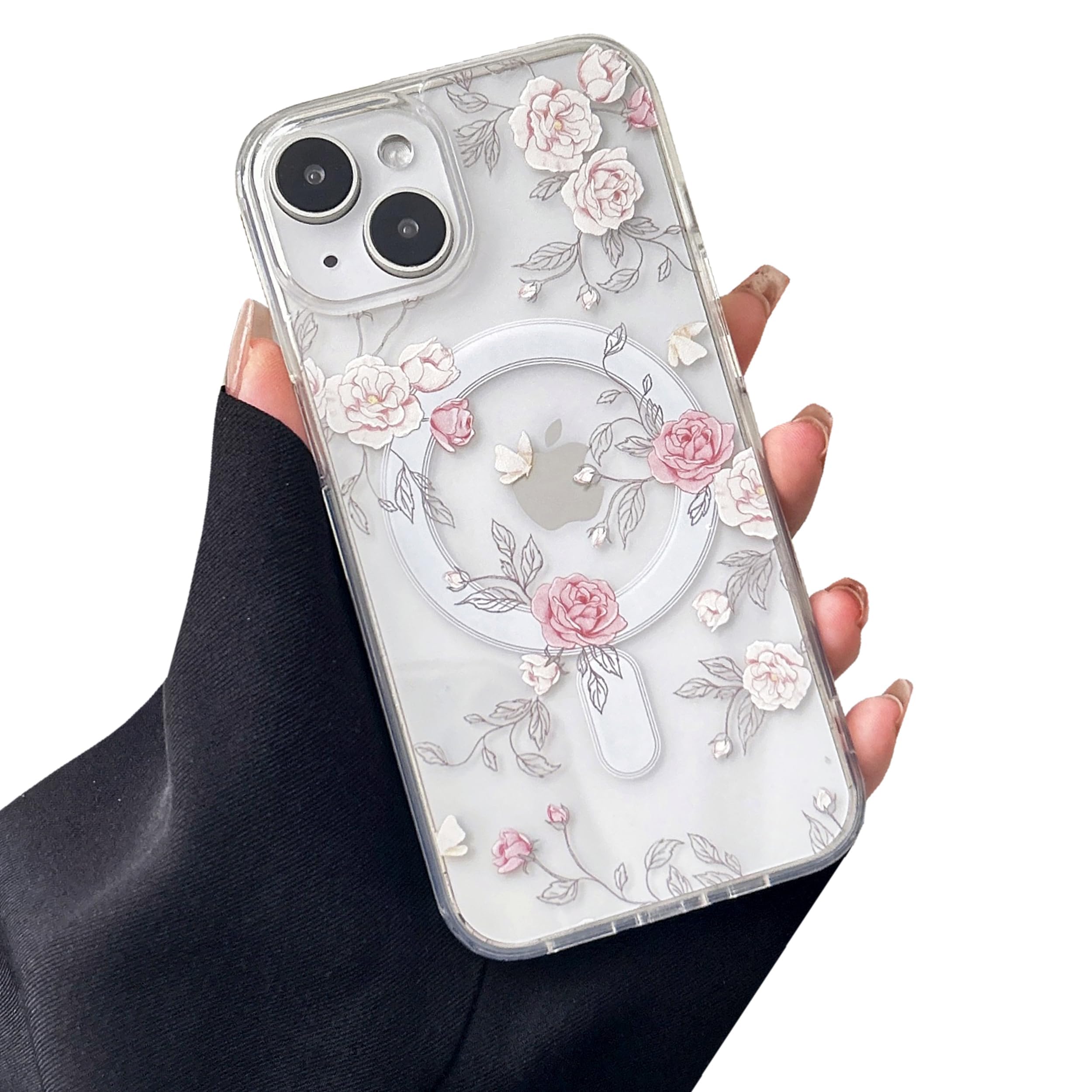 Transparente Weihnachts- und Blumenmuster iPhone Hülle